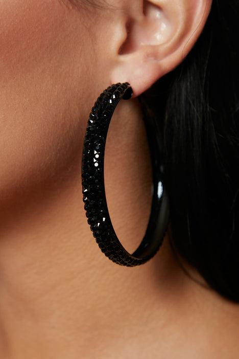 Buy Sohi Womens Embellished Cluster Hoop Earrings - Midnight Blue Online
